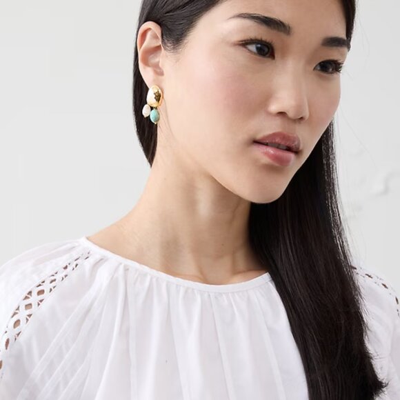 Banana Republic Turquoise Resin Pearl Earrings/NWT - Picture 4 of 9